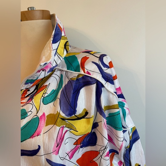 Vintage 90s Lavon Colorful Abstract Print Windbreaker Track Jacket Women Large - Picture 6 of 8